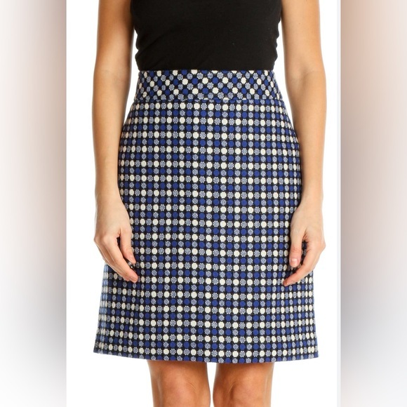 Talbots Dresses & Skirts - Talbots Blue/black geometric print Brunch A-line classic skirt, 6P, MSRP $89